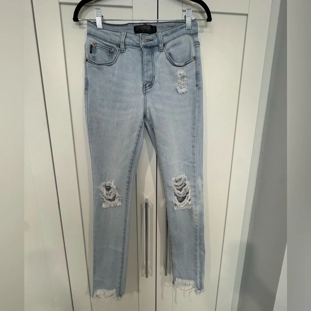 Monkey Ride Distressed Light Blue Jeans - Picture 1 of 5